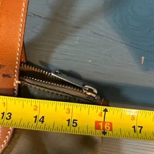 Lauren Ralph Lauren Hunter Green and Tan Leather Tote Bag thumbnail 7