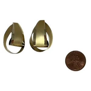Vintage Gold-Tone Twist Hoop Earrings Oval Design A317 thumbnail 6