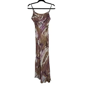 Hello Molly Tiara Fun Maxi Dress‎ Mauve Abstract Satin Slip Wedding Guest Sz 4 thumbnail 5