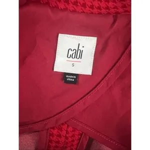 Cabi Celebration Women Jacket Coat Size S Red Houndstooth Ruffle Button Front thumbnail 8