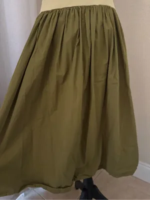 Maeve Anthropologie Ribbed Drop Waist Midi Dress Olive Green Cream Large thumbnail 7