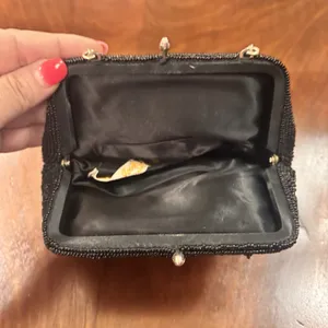 Vintage Josef Beaded Evening Bag Black Japan Clutch Purse Kiss Lock Chain‎ Strap thumbnail 7