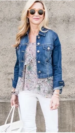 CAbi distressed cropped minimalist classic western S denim jacket thumbnail 1