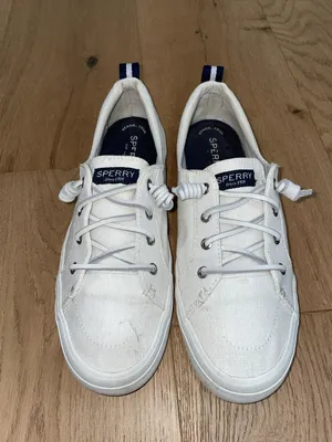 Sperry Crest Vibe White Canvas Low-Top Sneakers with Navy Accents Size 9.5 thumbnail 9