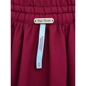 Free People High Low Maxi Skirt Burgundy Floral Border Boho XS thumbnail 3