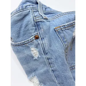 Levi's 501 Cut Off Denim‎ Shorts Womens W25 Distressed Raw Hem Beach Party Blue thumbnail 11