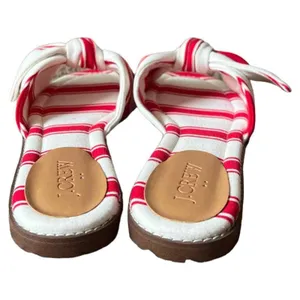 J.Crew Red/Ivory Stripe Print Cotton Upper Knot Slide Sandals, US7.5 thumbnail 7