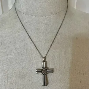 Silver gold tone cross pendant necklace thumbnail 2