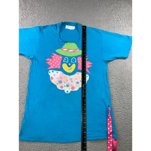 Vtg Clown Kidcore‎ T Shirt M Applique Polka Dot Ribbon Tie Funky Pop Art Unisex thumbnail 13