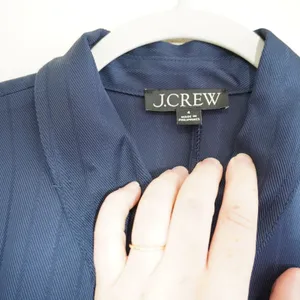 J. Crew Size 4 Maxi Length Shirt Dress Navy Blue Herringbone Stripe Preppy thumbnail 5