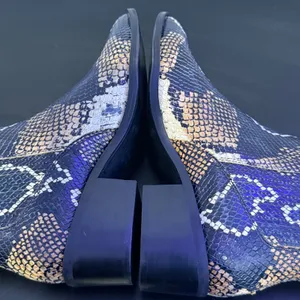 Western Snakeskin Chelsea‎ Boots Pointed Toe Block Heel Animal Print Womens 6 thumbnail 9