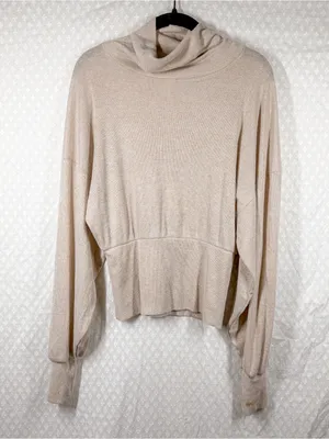 Free People Ivory Metallic Glam Turtleneck Sweater thumbnail 2