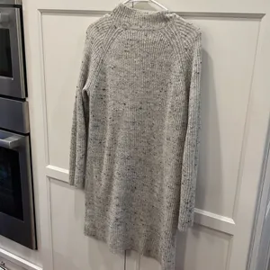 Madewell mockneck size small sweater dress gray ribbed preppy classic comfy cozy thumbnail 3
