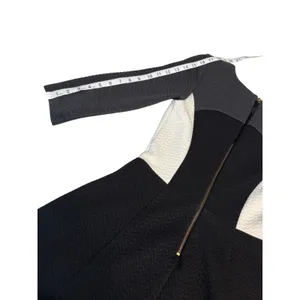 Boden Black White Colorblock Quilted Textured Fit & Flare Dress 3/4 Sleeve 4 thumbnail 5