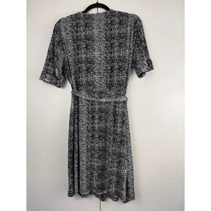 Apt. 9 Faux Wrap Dress Black White‎ Abstract Geometric V-Neck XL Officewear thumbnail 3
