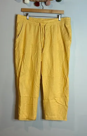Gap yellow linen blend Easy Pant cropped pants thumbnail 1