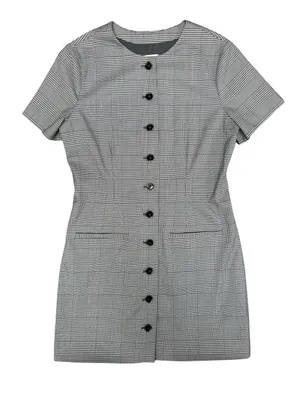 Abercrombie & Fitch A&F Mara Short-Sleeve Vest Mini Dress Plaid Grey Gray Small thumbnail 4