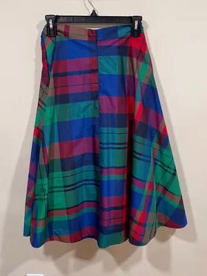 Maeve Plaid Taffeta Midi Skirt high waisted size US 8 EUC thumbnail 8