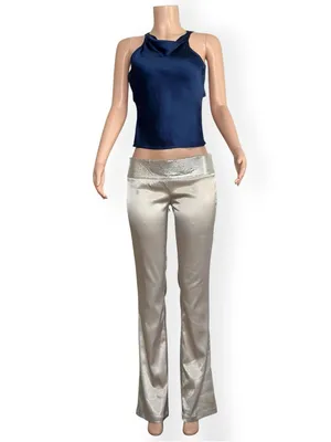 GUIZIO Regine Cowl Neck Top, Navy, Medium Blue thumbnail 8