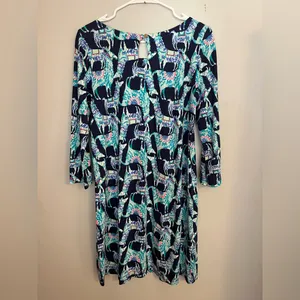 Lilly Pulitzer Vibrant Blue‎ and Green Long Sleeve Dress thumbnail 3