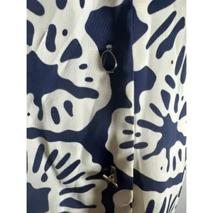 Rachel Zoe Womens Navy Blue Cream Abstract‎ Floral Front Tie Button Blouse Small thumbnail 3