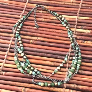 Silpada Multi strand Green Beaded Necklace. 17” - 19” thumbnail 4