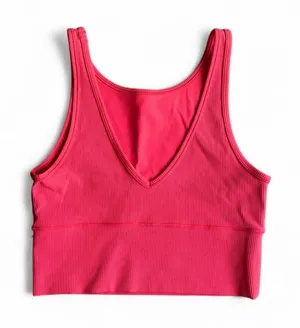 Lululemon Women's Pink and Red Crop-top thumbnail 1