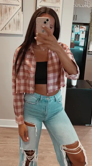 Cropped flannel White thumbnail 1