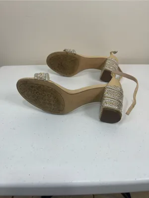 Kelly & Katie Beige Ankle-Strap Sandals with Beaded Trim thumbnail 5