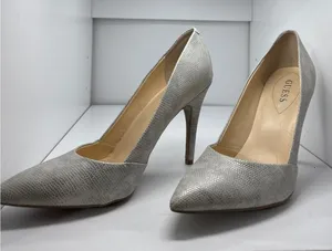 Guess Stiletto Heels in Chic Silver Snake Print - 4.5" Heel thumbnail 1