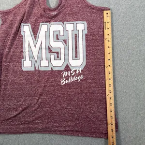 MSU Bulldogs Women's Large Heather Maroon Racerback Tank Top Three Square Royce thumbnail 8