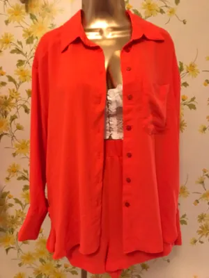 NWOT 2 Piece orange Outfit Shorts set size M thumbnail 3