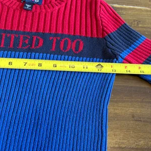 Vintage Y2K 90’s Limited Too Logo Sweater Stripe Knit Ribbed Academia Red Blue S thumbnail 4