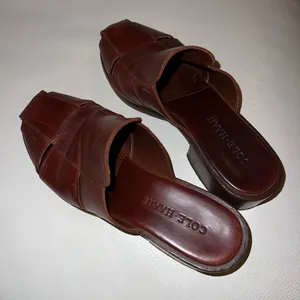 Cole Haan Brown Leather Slide Mules 90s Chic thumbnail 3