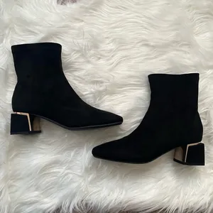 Black suede booties Size 5.5 thumbnail 1