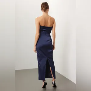 Ronny Kobo Pradova Navy Blue Strapless Rosette Formal Dress‎ thumbnail 2