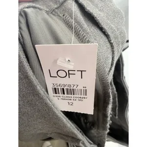 LOFT Womens Dress Pants Gray Flare Leg Silver Button Detail 12 thumbnail 4