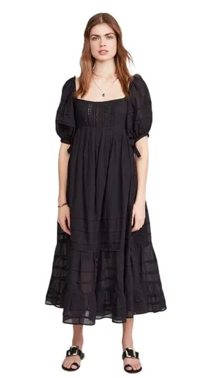 Free People Lets Be Friends Midi Black Dress Size Medium thumbnail 3