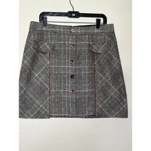 Bagatelle Plaid Mini Skirt Large Velvet Trim Button Front Heritage Preppy thumbnail 2