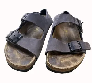 Birkenstock gray women’s leather suede shoe sandal size 5.5 (36) SKU 4298 thumbnail 1