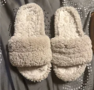UGG Cozy Cream Fuzzy Slippers very worn as shown still wearable Women’s size 7 thumbnail 1