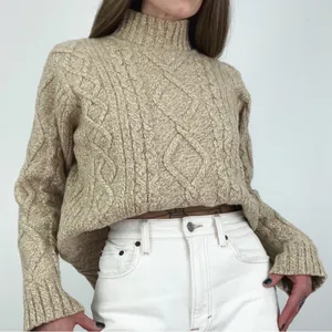 J.Crew Wool-Blend Cable-Knit Rollneck Sweater in Beige | Size L thumbnail 5