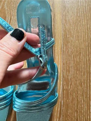 Primark Metallic Teal Strappy Platform Heels thumbnail 4