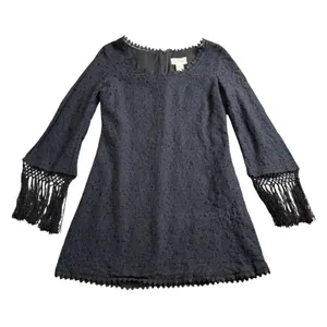 Denim & Supply Ralph Lauren‎ Lace Mini Dress Size 4 Black Fringe Victorian Goth thumbnail 5