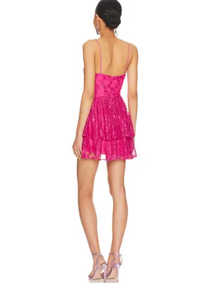 NWT Lovers + Friends Electric Pink Floral Lace Jia Mini Dress Small thumbnail 2