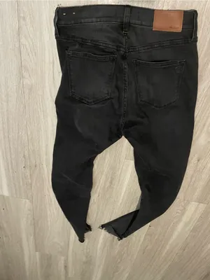 Madewell Black Skinny Jeans with Raw Hem thumbnail 3