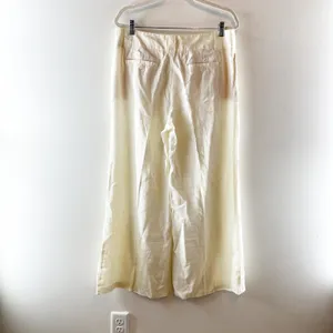 London Jean The Marisa 100% Linen Mid Rise Wide Leg Trouser Pants Cream Ivory 12 thumbnail 4