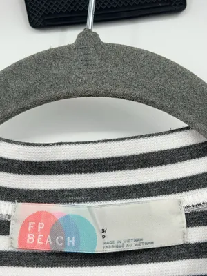 Free People Beach On‎ The Line Ponte Dress Small Gray White Stripe Mini thumbnail 6