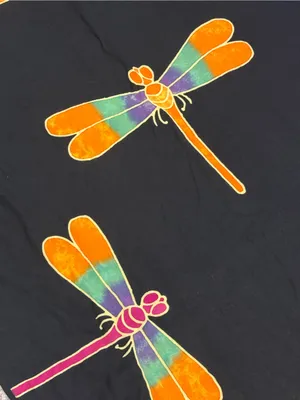 Dragonfly Scarf Shawl 65” x 41” Black/Orange/Teal/Purple EUC thumbnail 6