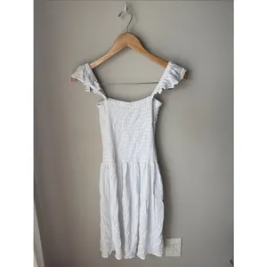 Raisins White Smocked Midi Dress Ruffle Strap Square Neck Cottagecore thumbnail 4